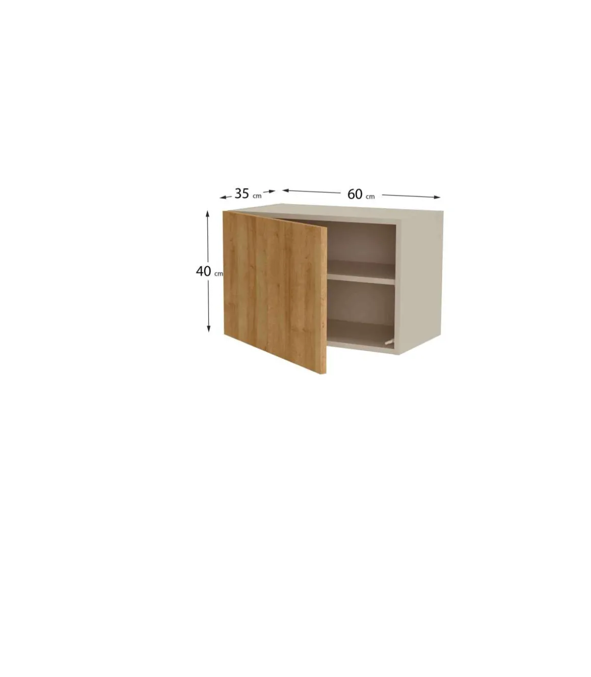 Altillo con una puerta acabado en color roble vega, 40 cm(alto)60 cm(ancho)35 cm(largo)