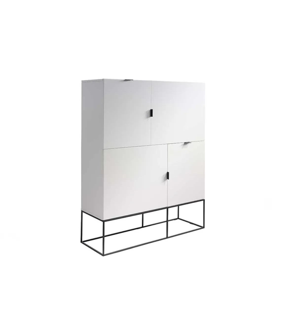 Aparador alto de 4 puertas Fabiana acabado blanco brillo, 150 cm(alto) 120 cm(ancho) 41 cm (fondo)
