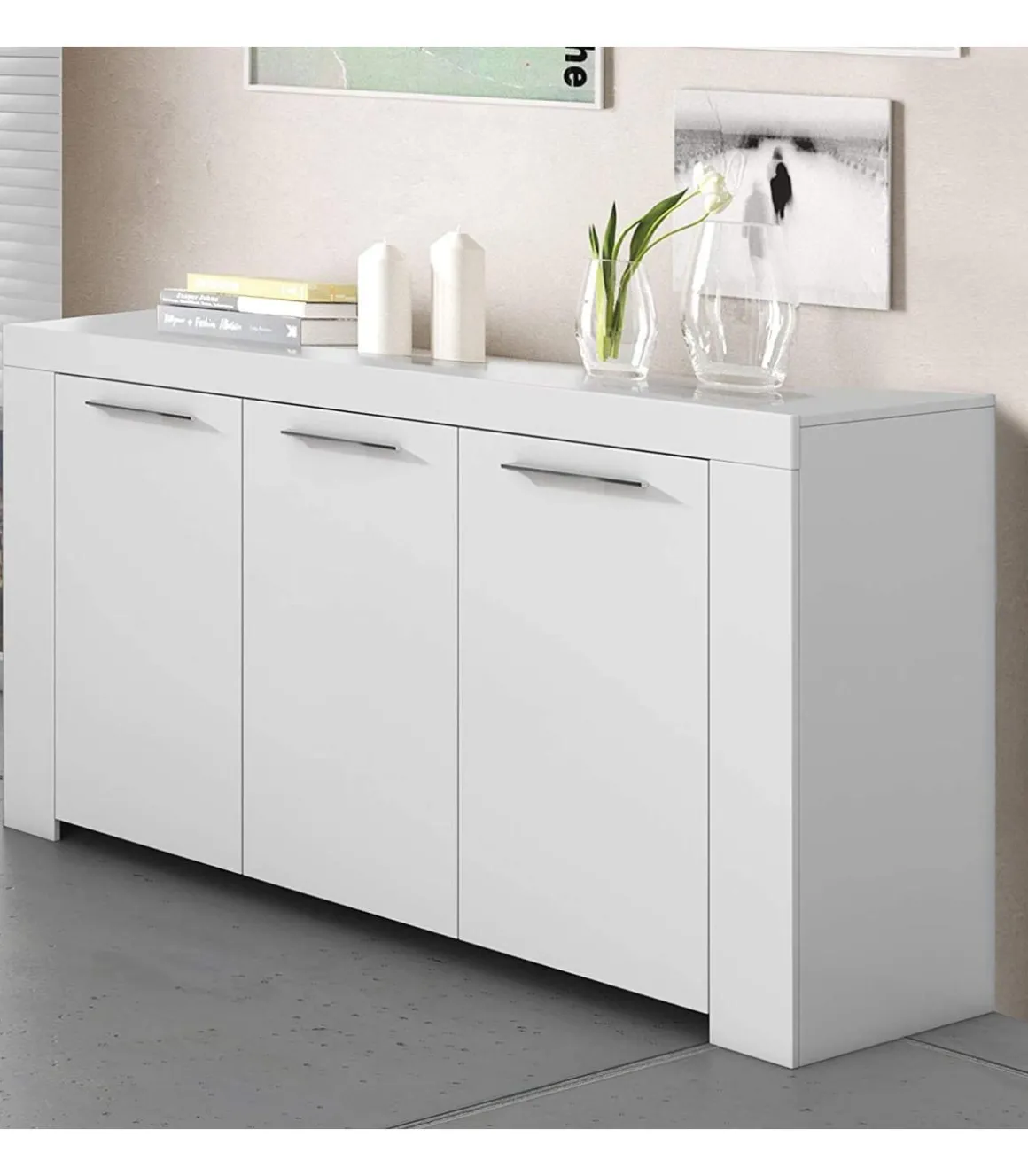 Aparador Buffet Nous en acabado Blanco Artik 80 cm(alto)144 cm(ancho)42 cm(largo)