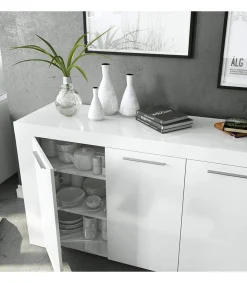 Aparador Buffet Nous en acabado Blanco Artik 80 cm(alto)144 cm(ancho)42 cm(largo)