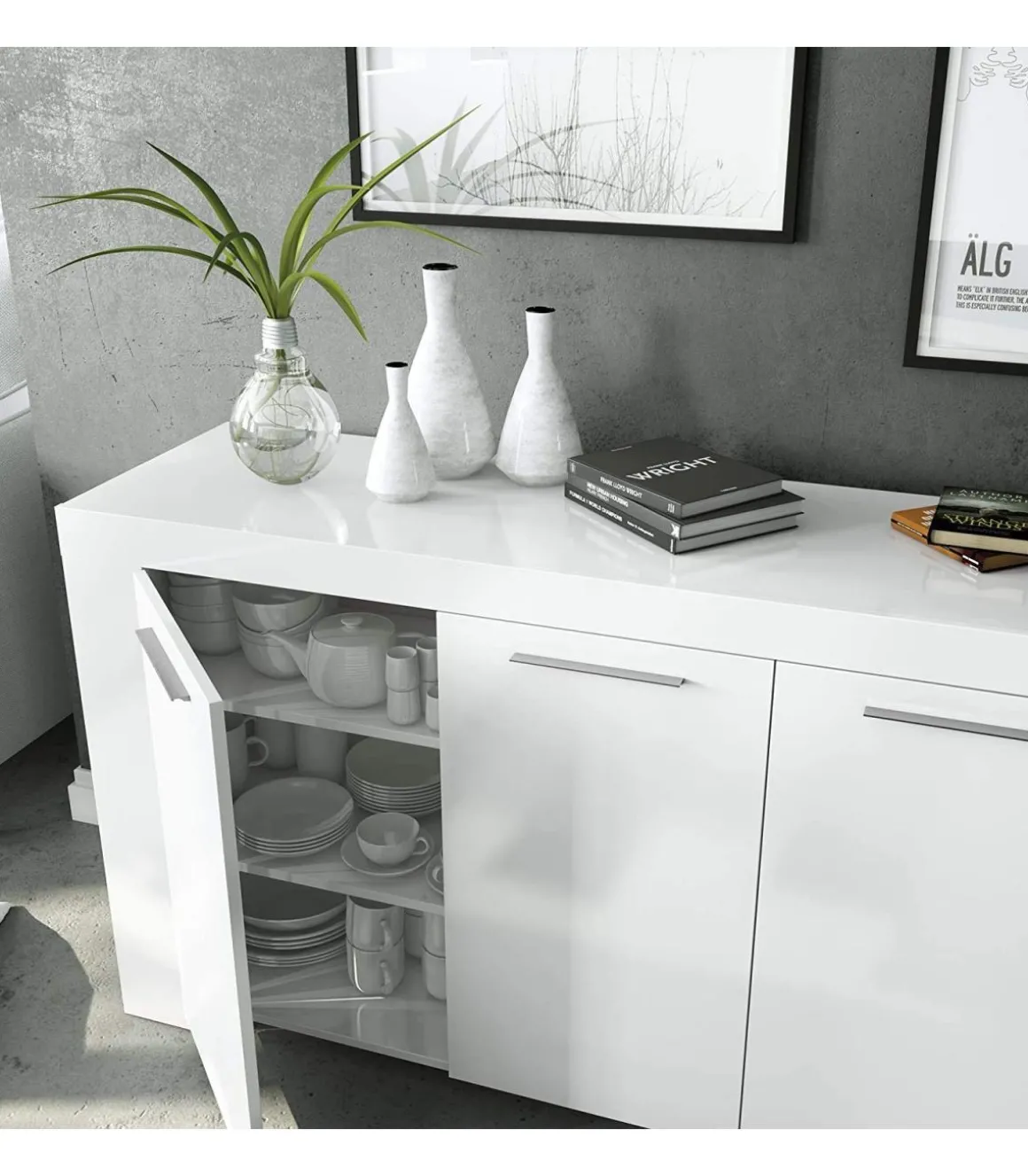 Aparador Buffet Nous en acabado Blanco Artik 80 cm(alto)144 cm(ancho)42 cm(largo)