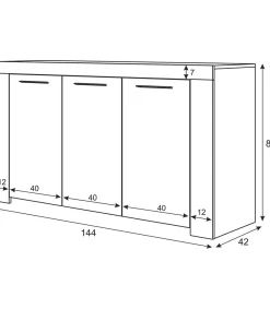 Aparador Buffet Nous en acabado Blanco Artik 80 cm(alto)144 cm(ancho)42 cm(largo)