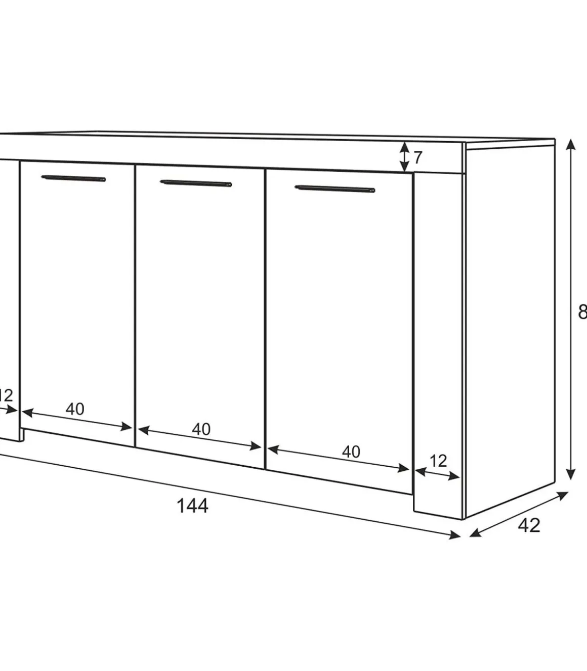 Aparador Buffet Nous en acabado Blanco Artik 80 cm(alto)144 cm(ancho)42 cm(largo)