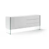 Aparador de 2 puertas Erica acabado blanco brillo, 77 cm(alto) 180 cm(ancho) 49 cm (fondo)