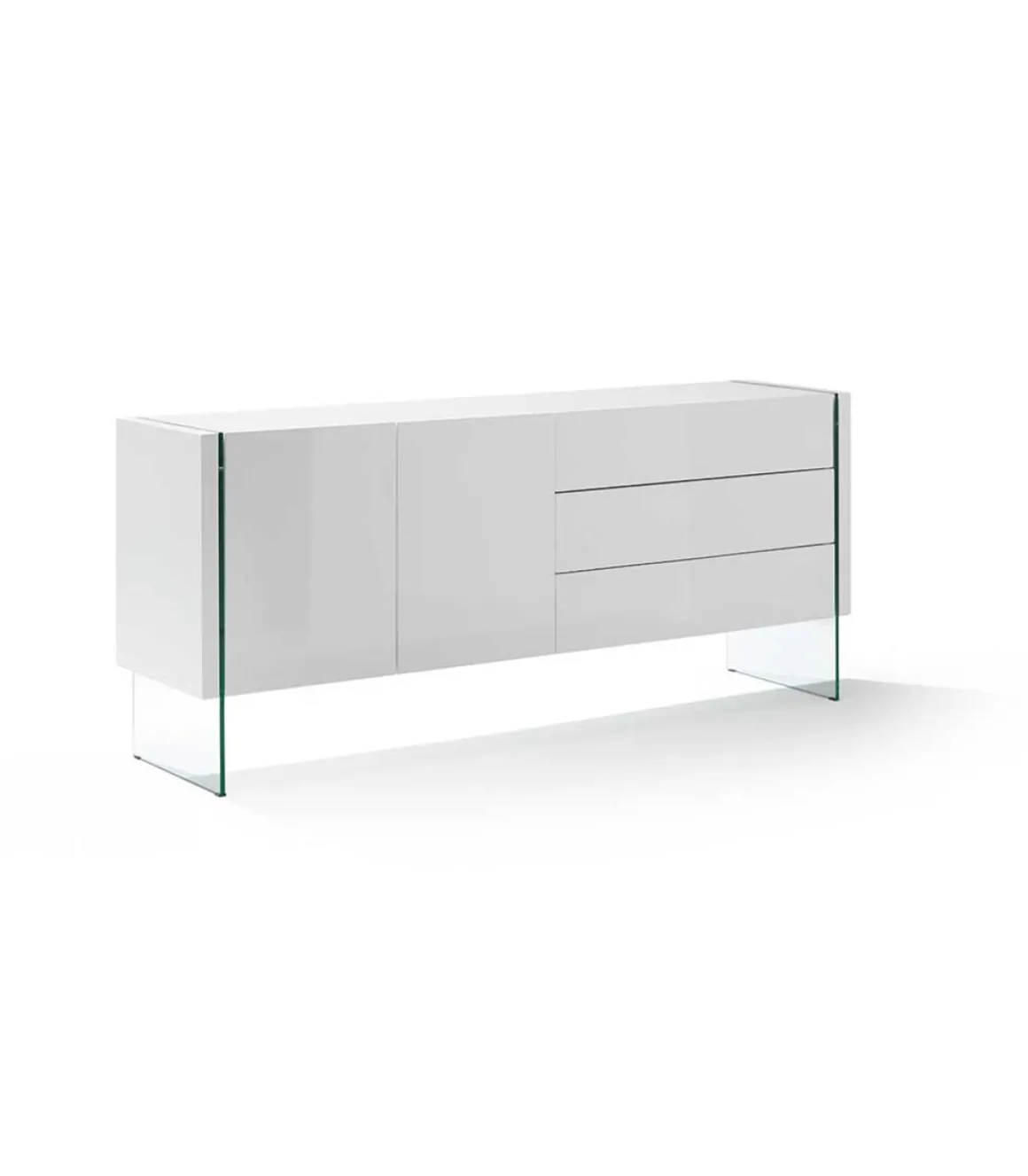 Aparador de 2 puertas Erica acabado blanco brillo, 77 cm(alto) 180 cm(ancho) 49 cm (fondo)