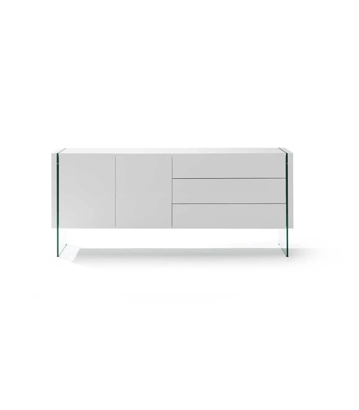 Aparador de 2 puertas Erica acabado blanco brillo, 77 cm(alto) 180 cm(ancho) 49 cm (fondo)