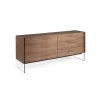 Aparador de 2 puertas Estefanía acabado nogal, 77 cm(alto) 180 cm(ancho) 49 cm (fondo)