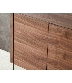 Aparador de 2 puertas Estefanía acabado nogal, 77 cm(alto) 180 cm(ancho) 49 cm (fondo)