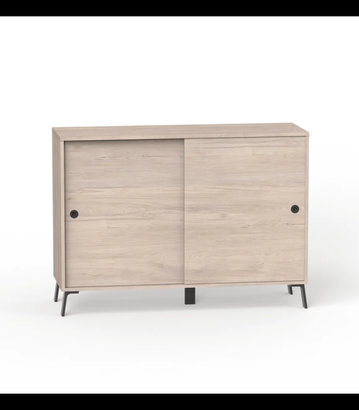 Aparador Kamet dos puertas correderas acabado roble aurora, 87cm(alto) 120cm(ancho) 40cm(largo)