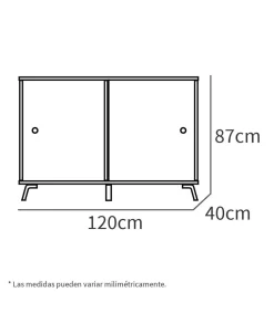 Aparador Kamet dos puertas correderas acabado roble gold, 87cm(alto) 120cm(ancho) 40cm(largo)