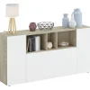 Aparador Maud 3 puertas blanco roble Alaska 76 cm (alto) x 150 cm (ancho) x 41 cm (prof.)