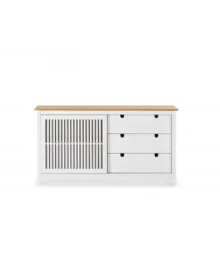 Aparador modelo Luna 1 puerta 3 cajones acabado blanco 150 cm(ancho) 80 cm(alto) 40 cm (fondo)