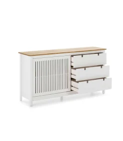 Aparador modelo Luna 1 puerta 3 cajones acabado blanco 150 cm(ancho) 80 cm(alto) 40 cm (fondo)