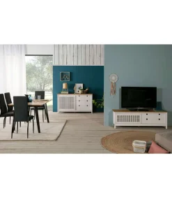 Aparador modelo Luna 1 puerta 3 cajones acabado blanco 150 cm(ancho) 80 cm(alto) 40 cm (fondo)