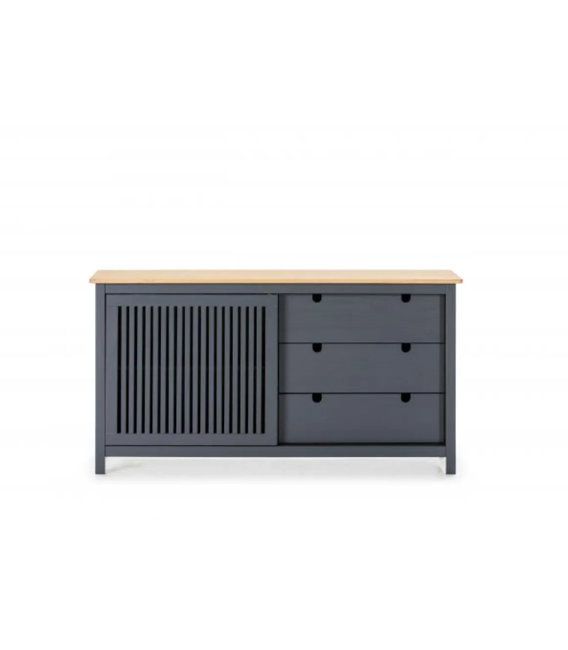 Aparador modelo Luna 1 puerta 3 cajones acabado gris 150 cm(ancho) 80 cm(alto) 40 cm (fondo)