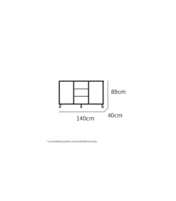 Aparador Oslo en acabado roble aurora, 90 cm(alto)140 cm(ancho)40 cm(largo)