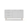 Aparador 2 puertas 3 cajones Campos acabado blanco/blanco cera 80 cm(alto) 140 cm(ancho) 40 cm(largo)