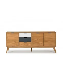 Aparador 3 puertas 3 cajones Cupido acabado natural, 171 cm (Ancho) 40 cm (Fondo) 80 cm (Alto
