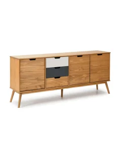 Aparador 3 puertas 3 cajones Cupido acabado natural, 171 cm (Ancho) 40 cm (Fondo) 80 cm (Alto
