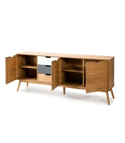Aparador 3 puertas 3 cajones Cupido acabado natural, 171 cm (Ancho) 40 cm (Fondo) 80 cm (Alto