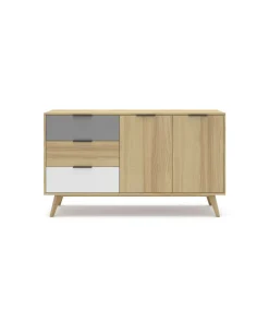 Aparador 2 puertas 3 cajones Elfo acabado roble, 80 cm(alto) 140 cm(ancho) 40 cm(largo)