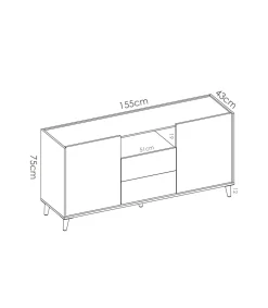 Aparador 2 puertas 2 cajones La Iruela para salón o recibidor 75 cm(alto)155 cm(ancho)43 cm(largo)