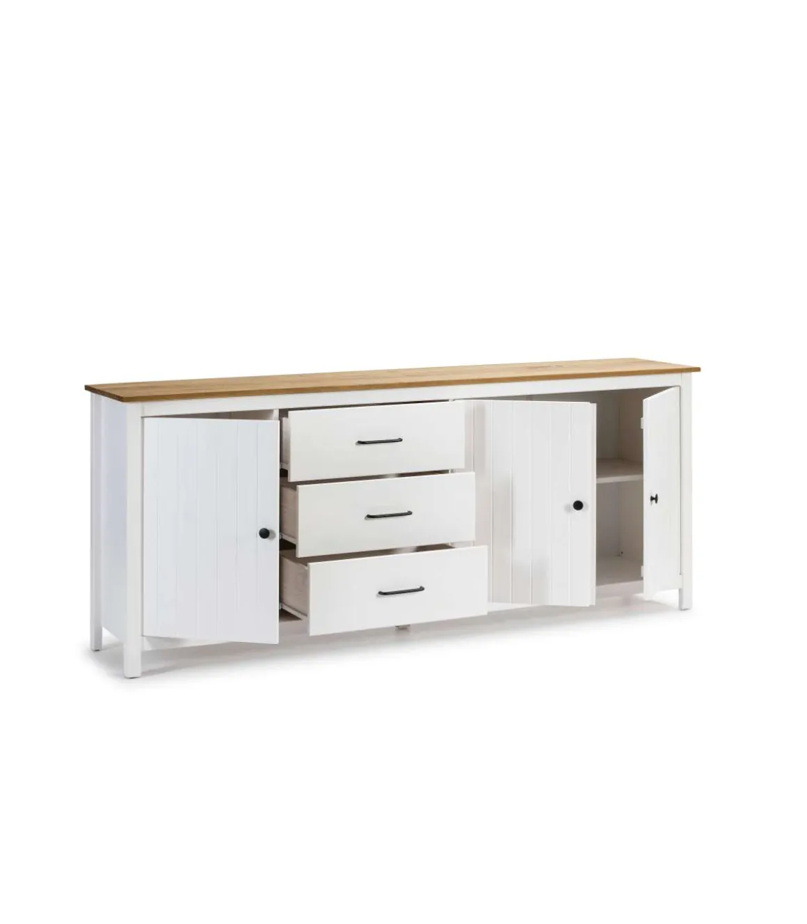 Aparador 3 puertas 3 cajones Mariana acabado blanco 80 cm(alto) 190 cm(ancho) 40 cm(largo)