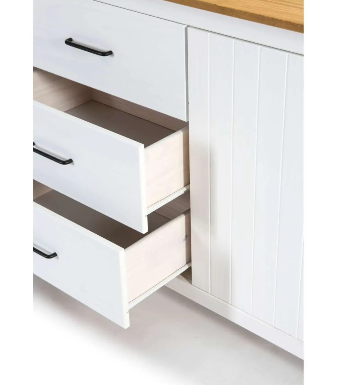 Aparador 3 puertas 3 cajones Mariana acabado blanco 80 cm(alto) 190 cm(ancho) 40 cm(largo)