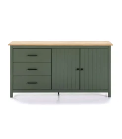 Aparador 2 puertas 3 cajones Mariana acabado verde, 80 cm(alto) 150 cm(ancho) 40 cm(largo)