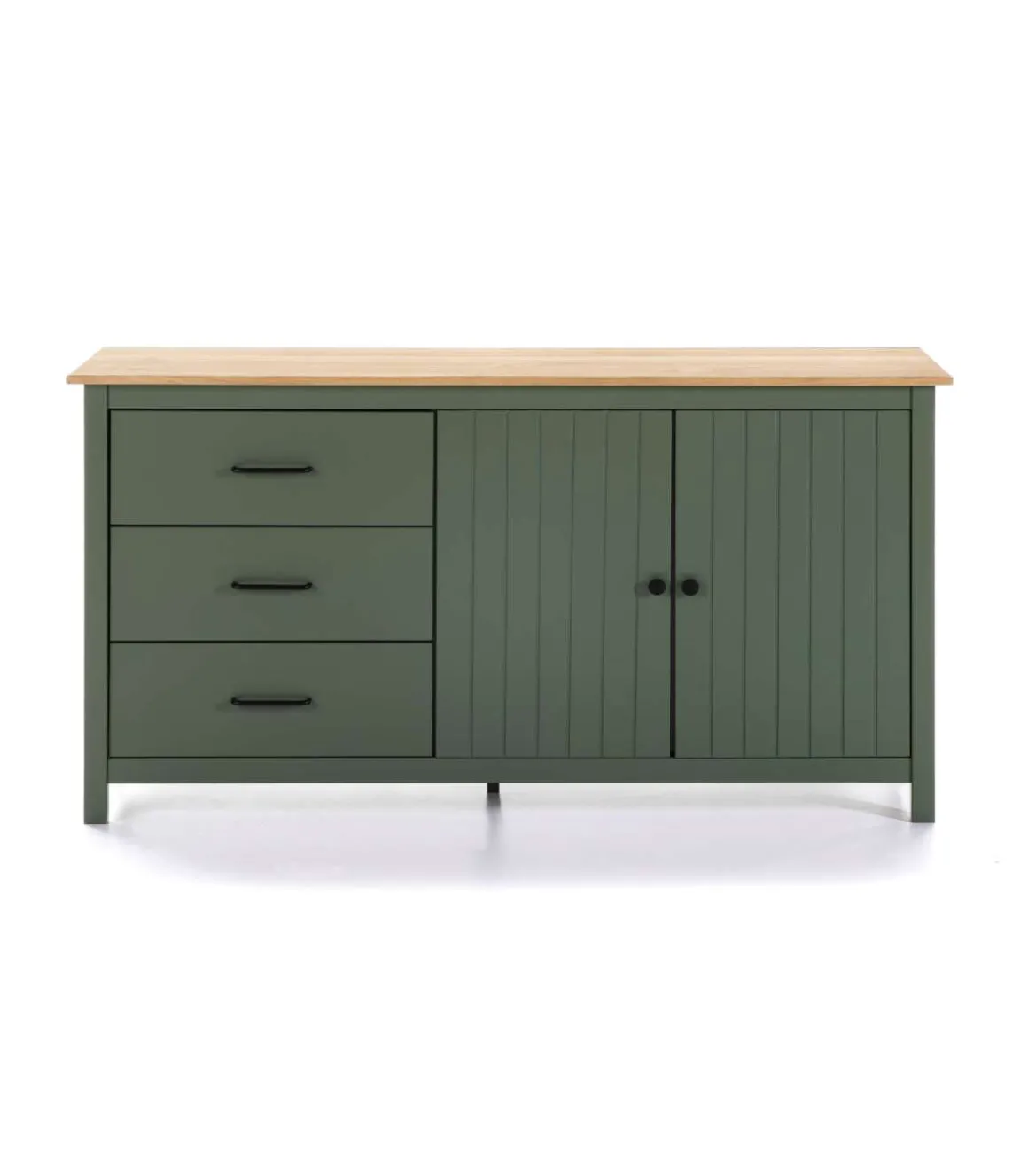 Aparador 2 puertas 3 cajones Mariana acabado verde, 80 cm(alto) 150 cm(ancho) 40 cm(largo)