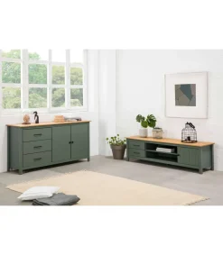 Aparador 2 puertas 3 cajones Mariana acabado verde, 80 cm(alto) 150 cm(ancho) 40 cm(largo)