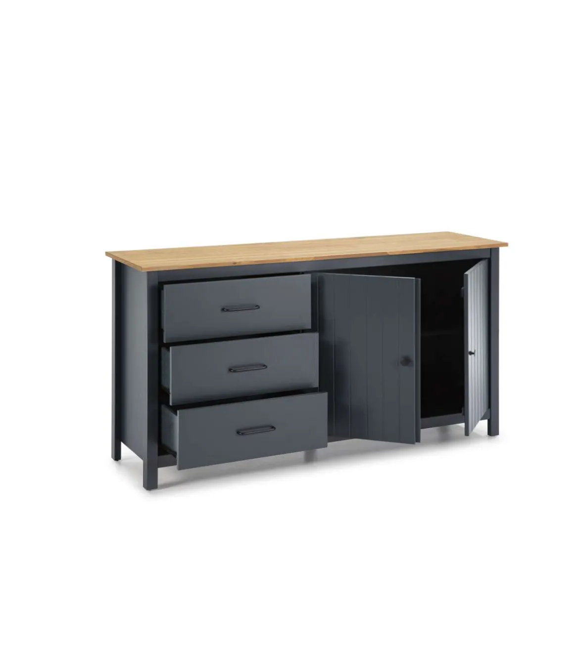 Aparador 2 puertas 3 cajones Mariana acabado azul, 80 cm(alto) 150 cm(ancho) 40 cm(largo)