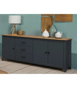Aparador 3 puertas 3 cajones Mariana acabado azul 80 cm(alto) 190 cm(ancho) 40 cm(largo)