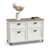 Aparador 2 puertas 2 cajones Portobello en acabado color blanco, 80cm(alto) 120cm(ancho) 47cm(largo)