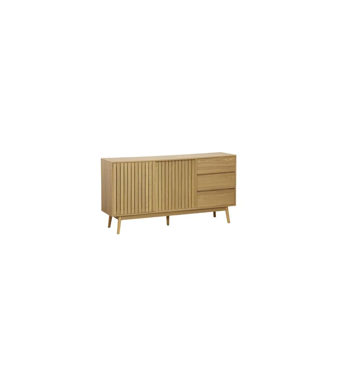 Aparador 2 puertas 3 cajones Trend acabado en chapa de fresno, 80cm(alto) x 150cm(ancho) x 40cm(fondo).