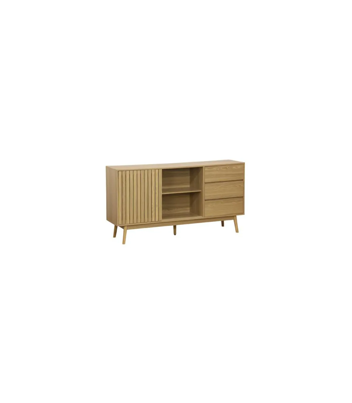 Aparador 2 puertas 3 cajones Trend acabado en chapa de fresno, 80cm(alto) x 150cm(ancho) x 40cm(fondo).