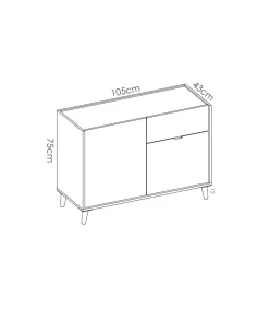 Aparador 2 puertas 1 cajon La Iruela para salón recibidor 75 cm(alto)105 cm(ancho)43 cm(largo)