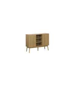 Aparador 2 puertas correderas Trend acabado en chapa de fresno, 90cm(alto) x 115cm(ancho) x 40cm(fondo).