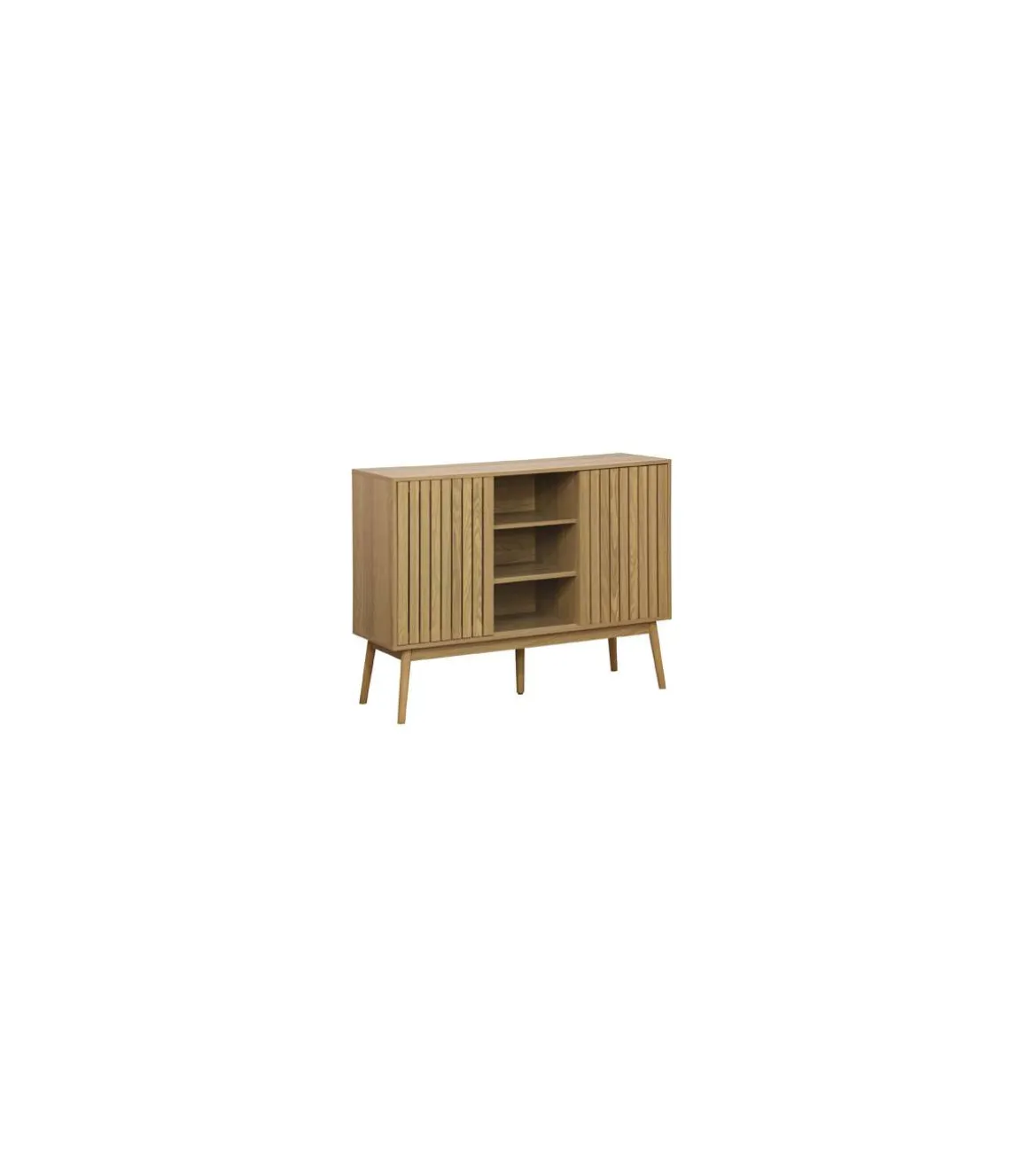 Aparador 2 puertas correderas Trend acabado en chapa de fresno, 90cm(alto) x 115cm(ancho) x 40cm(fondo).