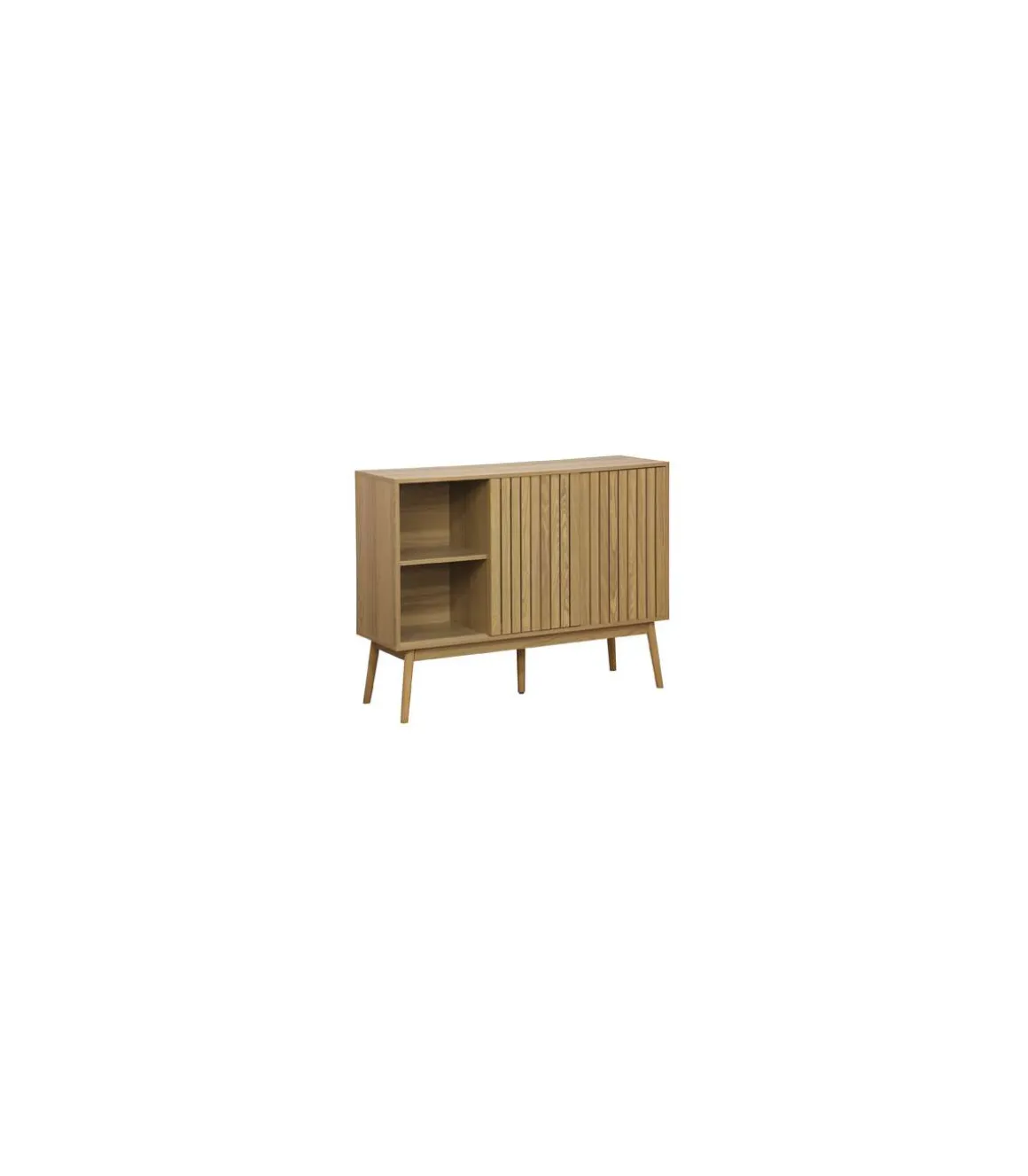 Aparador 2 puertas correderas Trend acabado en chapa de fresno, 90cm(alto) x 115cm(ancho) x 40cm(fondo).