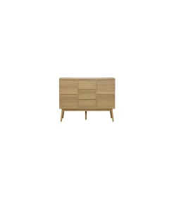 Aparador 2 puertas correderas Trend acabado en chapa de fresno, 90cm(alto) x 115cm(ancho) x 40cm(fondo).