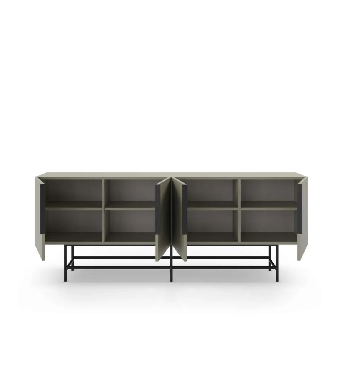 Aparador 4 puertas Elena acabado verde/negro, 77.5cm(alto) 200cm(ancho) 40cm(largo)