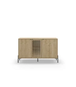 Aparador 3 puertas India acabado roble/negro, 80.5cm(alto) 125.6cm(ancho) 40cm(largo)