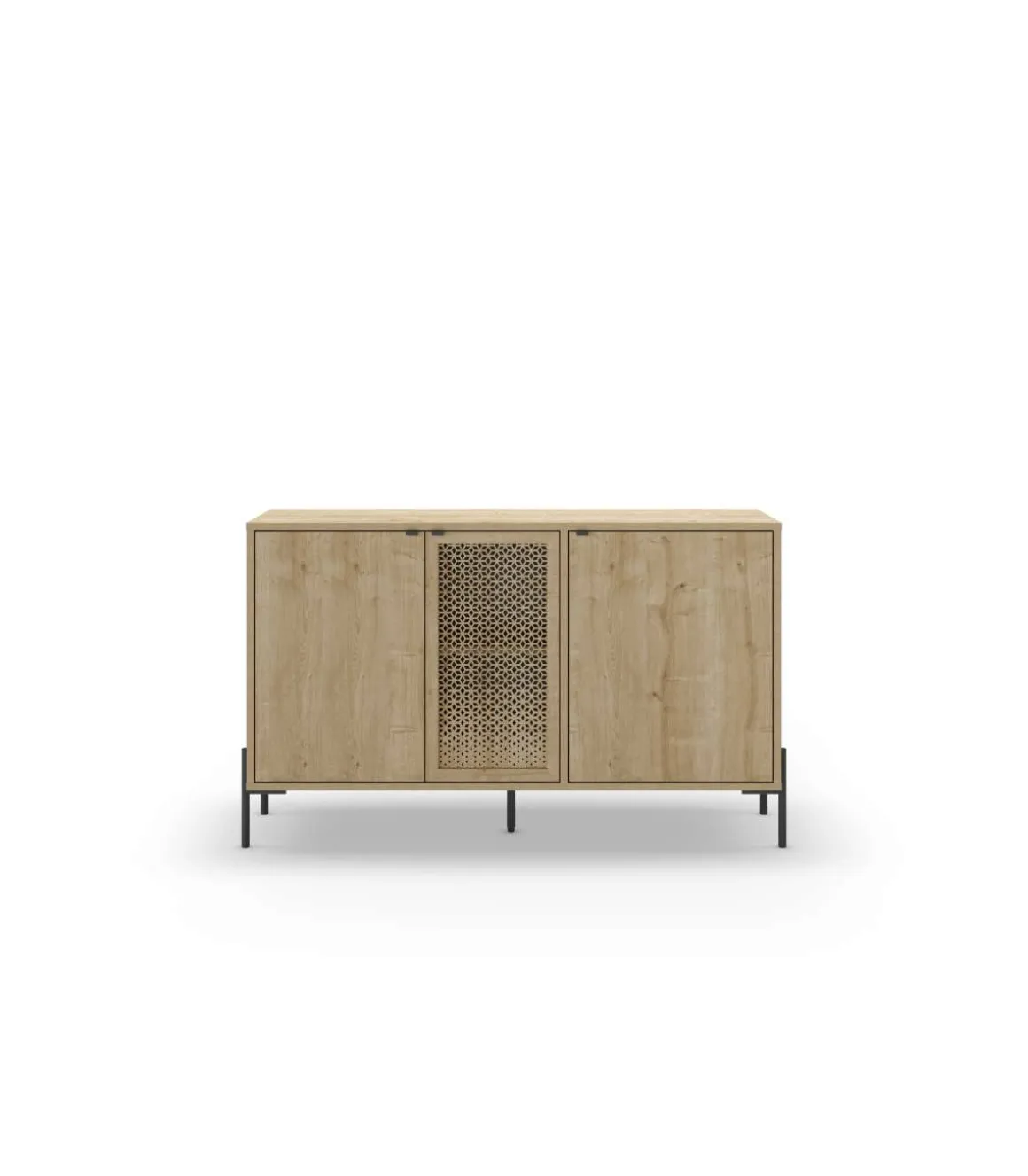Aparador 3 puertas India acabado roble/negro, 80.5cm(alto) 125.6cm(ancho) 40cm(largo)