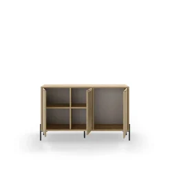 Aparador 3 puertas India acabado roble/negro, 80.5cm(alto) 125.6cm(ancho) 40cm(largo)