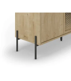 Aparador 3 puertas India acabado roble/negro, 80.5cm(alto) 125.6cm(ancho) 40cm(largo)