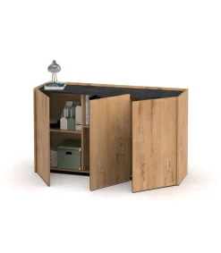 Aparador 3 puertas Irati acabado color roble gold, 80cm(alto) 140cm(ancho) 40cm(largo)