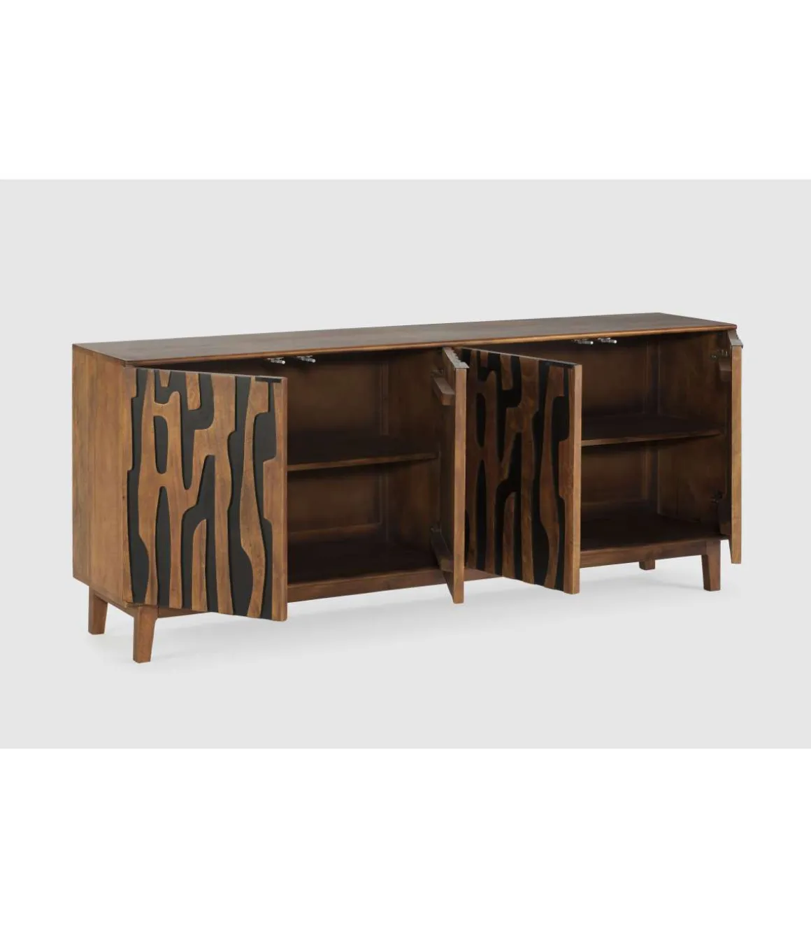 Aparador 4 puertas Katia acabado en madera de mango, 80cm(alto) 190cm(ancho) 40cm(largo)