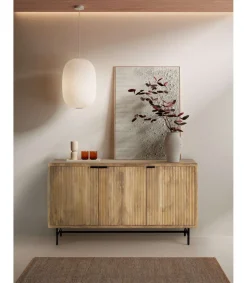 Aparador 3 puertas Michel acabado en madera de mango, 85cm(alto) 150cm(ancho) 40cm(largo)