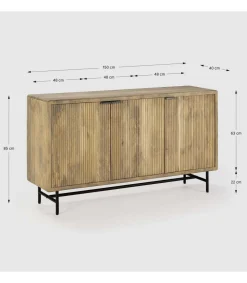 Aparador 3 puertas Michel acabado en madera de mango, 85cm(alto) 150cm(ancho) 40cm(largo)